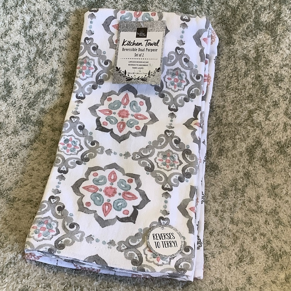 Bohemian Chic Kitchen Towels set of two NWT Cotton 18x28”